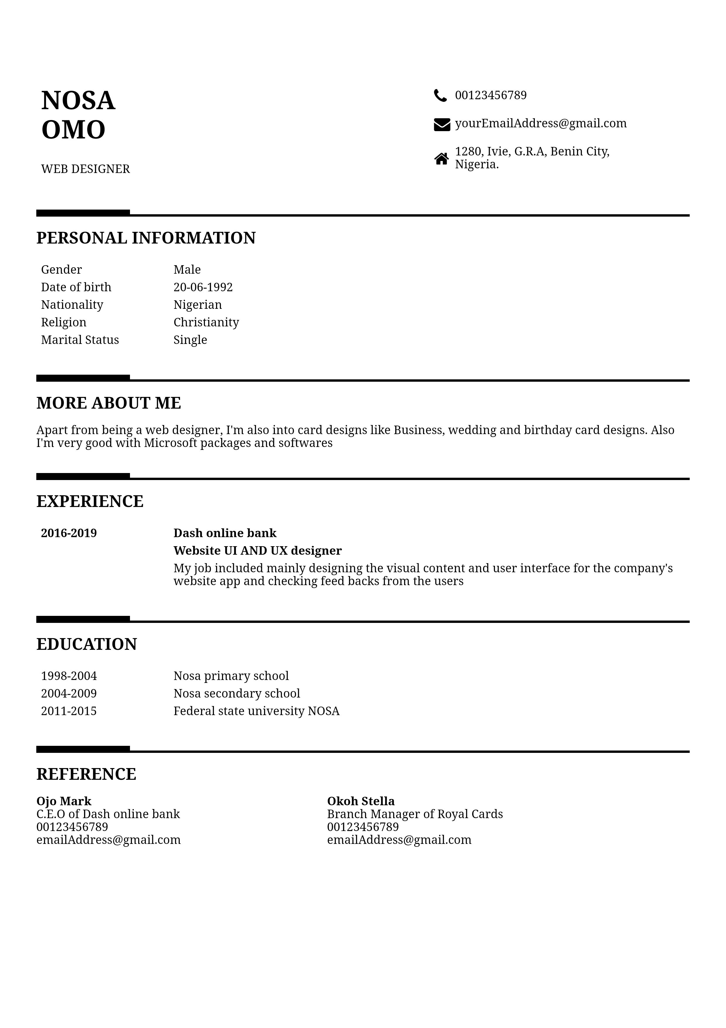 nigeria cv sample