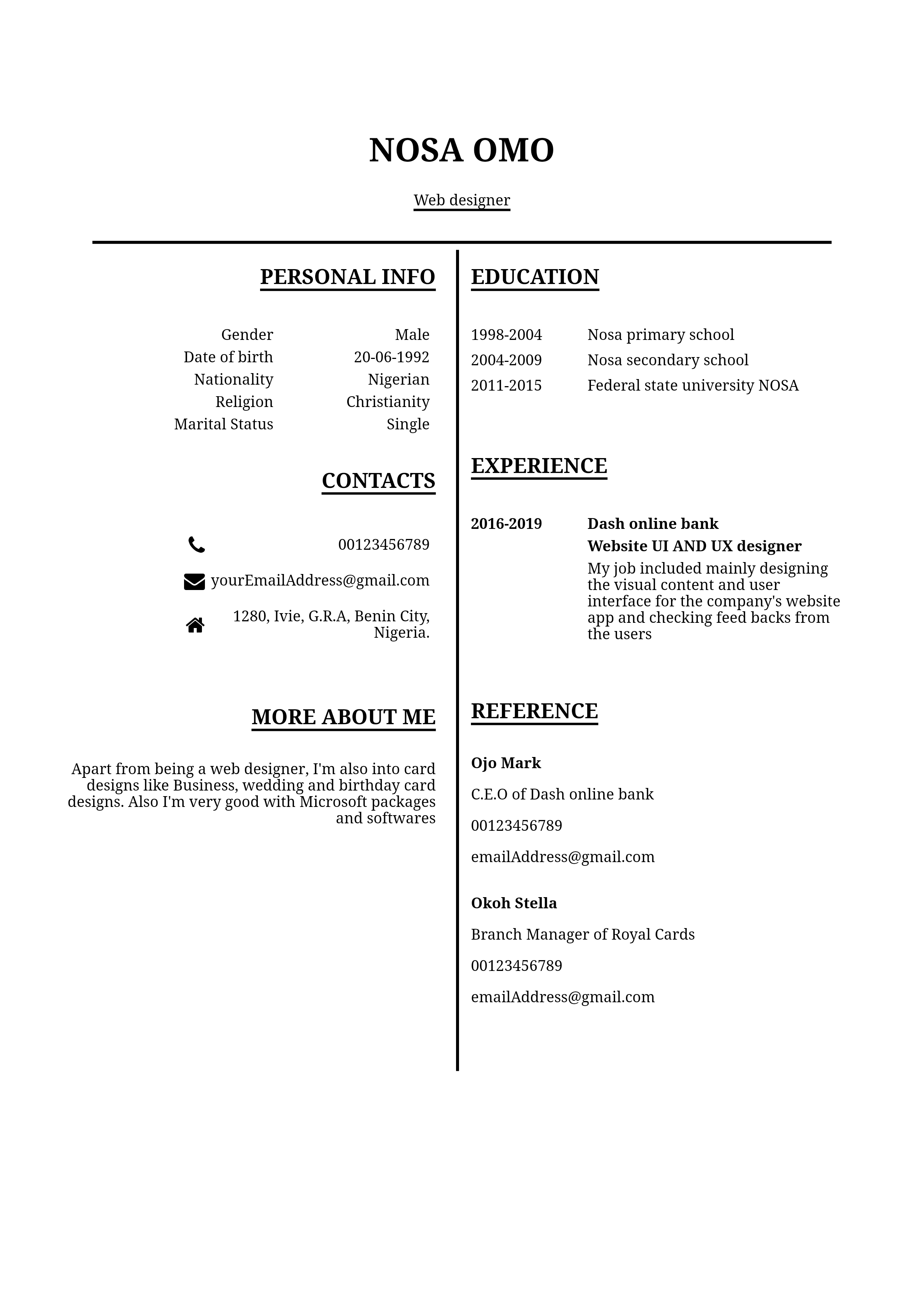 nigeria cv template