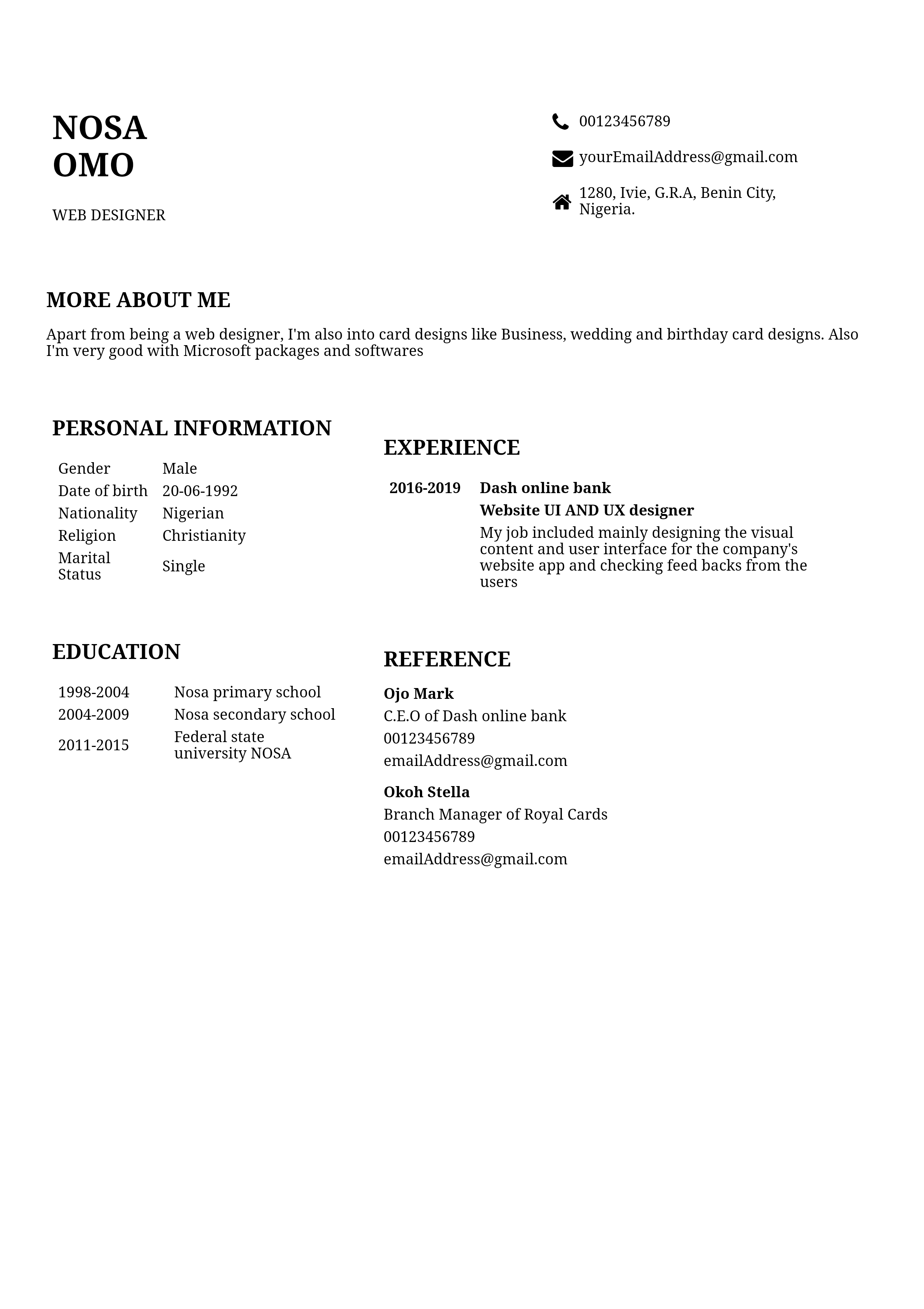 cv template free