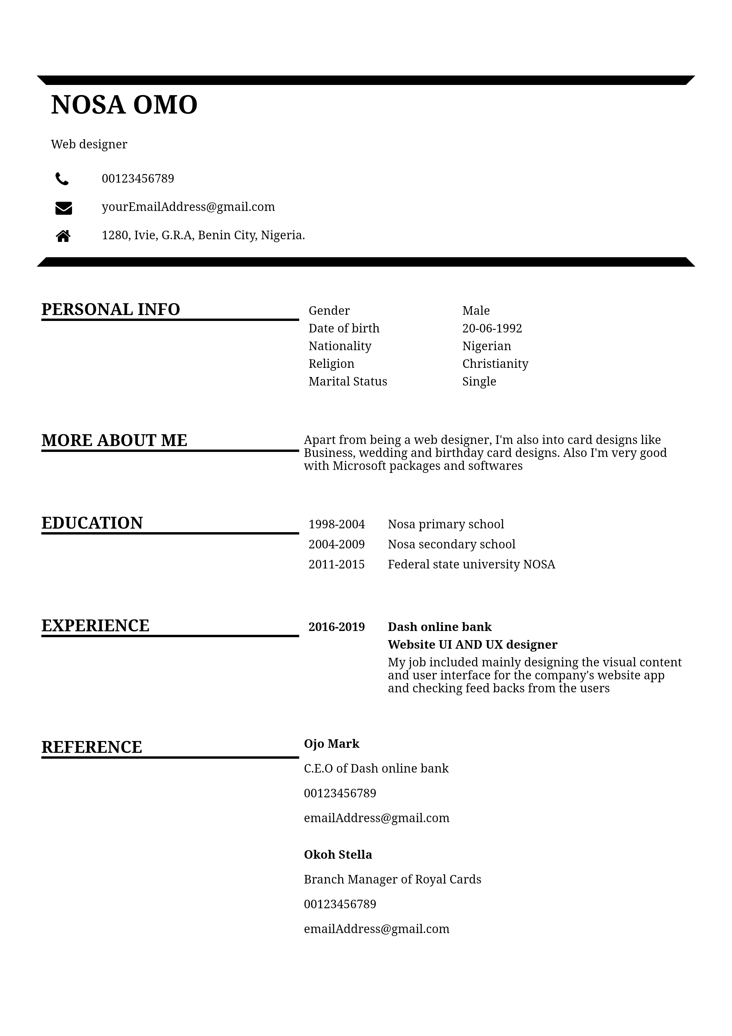 nosa cv template